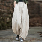 RateWincn Women Cotton Linen Baggy Cargo Pants Elastic Waist by zapcart