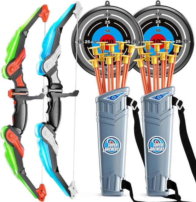Kids Bow and Arrow Set, LED Light Up Archery Toys Set for Kids Ages 4-8 8-12, with 10 Suction Cup Arrows, Target & Quiver, Boys by zapcart