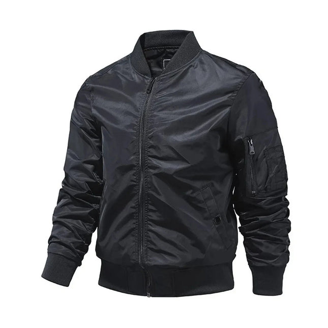 CN Jiangxi Men Bomber Jacket Solid Color Aviator Style by zapcart
