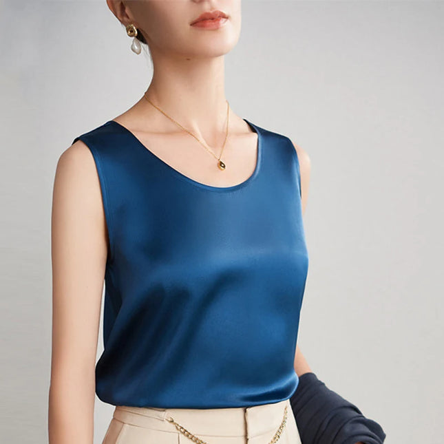 Pure Silk Tank Top For Women Breathable Luxury Summer by zapcart