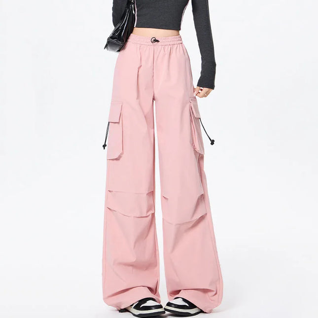 Lucyever Women Joggers Cargo Wide Leg Pockets Y2K Style by zapcart
