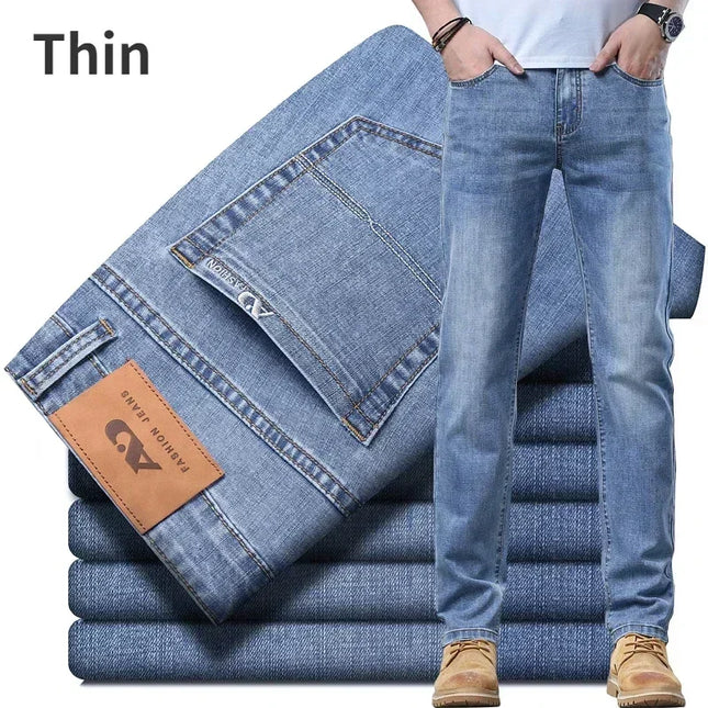DeliYCN Slim Fit Jeans For Men Luxury Stretch Denim by zapcart