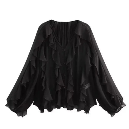 Trafza Women V Neck Blouse Elegant Workwear Polished by zapcart
