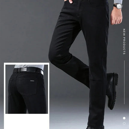 Tsingyi Men Jeans Vintage Black Straight Stretch Comfort by zapcart