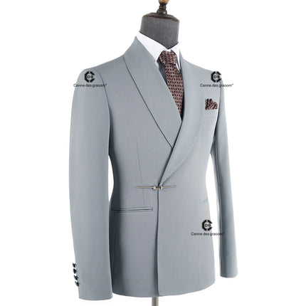 Cenne Des Graoom Mens Skinny Suit Set Light Grey 2 Piece by zapcart