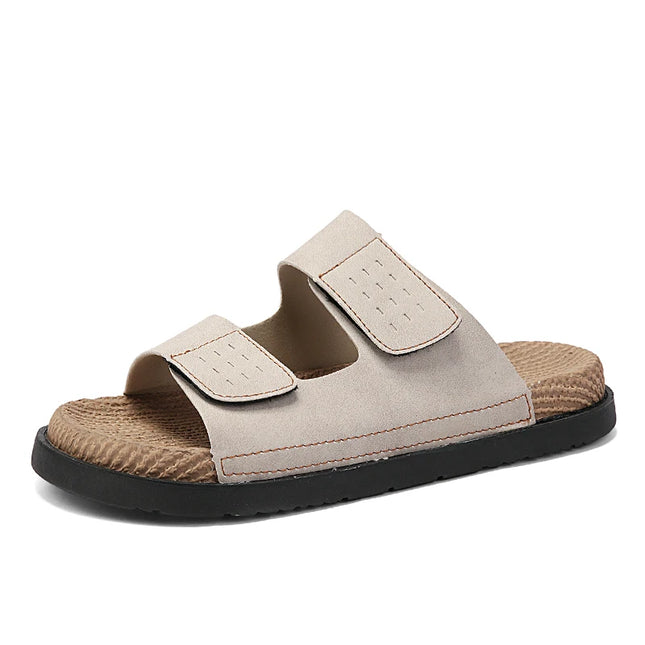 Yeinshaars Men Leather Slippers Open Toe Quick Dry Sandals by zapcart