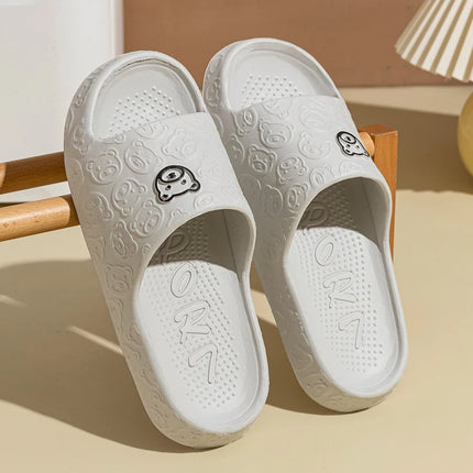 Mens Slippers Little Bear Print Non Slip Indoor Comfort Dorm