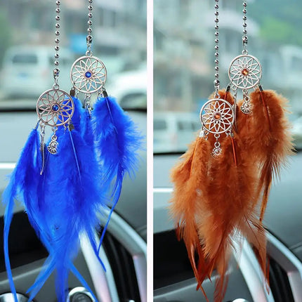Mini Dream Catcher Car Mirror Hanger Calming Wind Chimes by zapcart