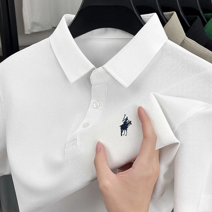 Men's Polo Shirt Embroidered Pony CN Zhejiang Breathable by zapcart