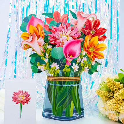 Premium 3D Pop Up Flower Bouquet Card Mothers Day Gift Valentines Day Anniversary Birthday Greeting Cards Thank You Wishes Gifts by zapcart