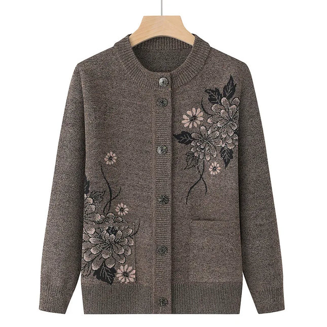 Korean Knit Cardigan Coat Warmth Cozy Fdfklak Mature Women by zapcart