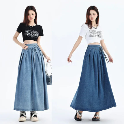 High Waisted Denim Skirt For Women Loose Fit Chic Trendy by zapcart