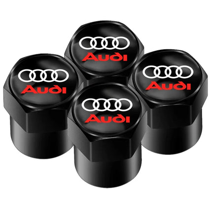 Audi Valve Caps With Suede Leather Key Chain For Audi