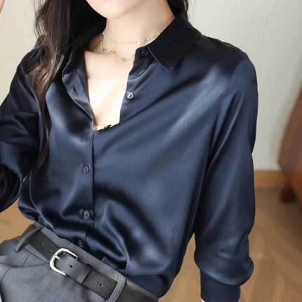 Satin Women's Shirt Blouse Korean Style Office Ready by zapcart