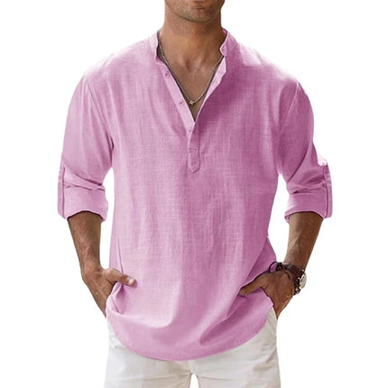 Animal Game Cotton Linen Shirts for Men Lightweight Henley by zapcart