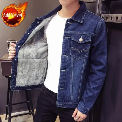 Shangkaka Men's Denim Jacket Warm Padding Winter Outerwear by zapcart