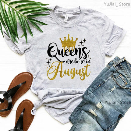 Queen Are Born In January To December Bold Graphic Tee Women by zapcart