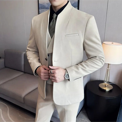 Korean Style Slim Fit Mens Elegant Suit Set By QUHNBGYCN by zapcart