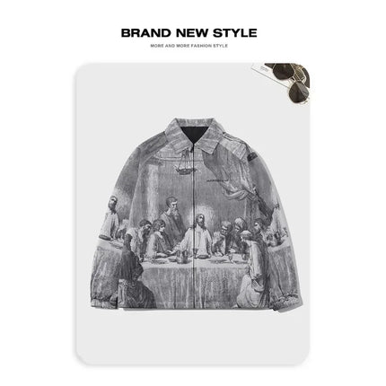 UETEEYCN Autumn Oversized Painting Print Men Jacket by zapcart