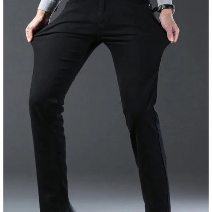 Tsingyi Men Jeans Vintage Black Straight Stretch Comfort by zapcart