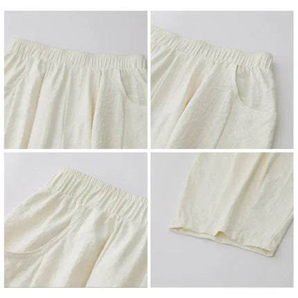 Chic Ven White High Waisted Pleated Wide Leg Pants by zapcart