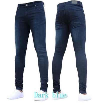 Kalenmos Men Jeans Slim Fit Mid Waist Ankle Length Denim by zapcart