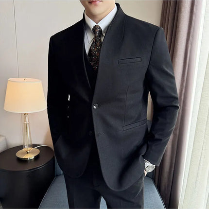 Korean Style Slim Fit Mens Elegant Suit Set By QUHNBGYCN by zapcart