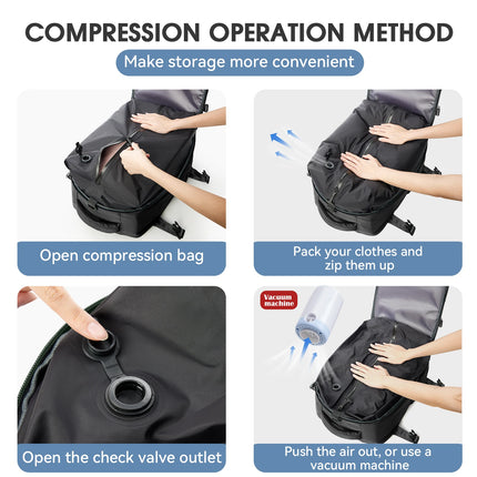 FLCCCN Vacuum Backpack 35L Expandable Travel Laptop Bag by zapcart