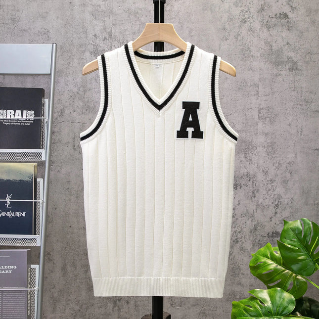 CN Guangdong Mens Letter Patched V Neck Sleeveless Vest by zapcart