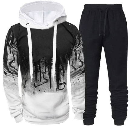 Men Camouflage 3D Print Tracksuit Set Hoodie Pants Winter by zapcart