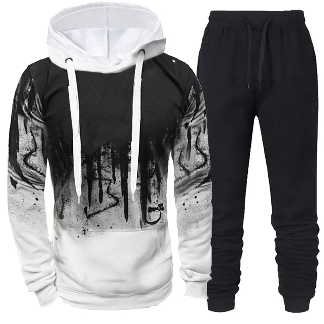 Men Camouflage 3D Print Tracksuit Set Hoodie Pants Winter by zapcart