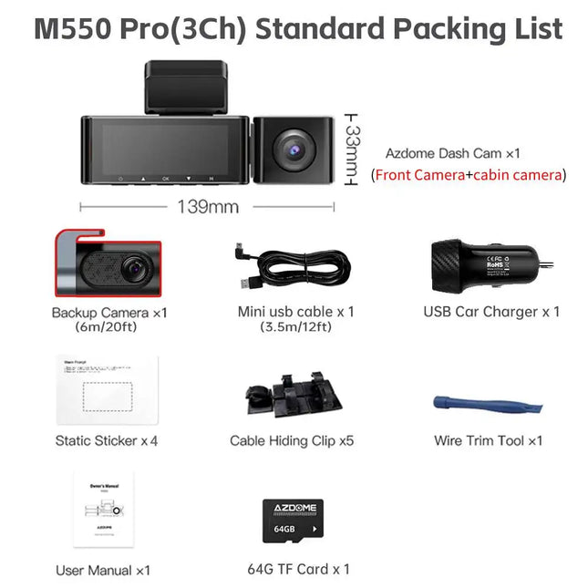 AZDOME M550 Pro Dash Cam 4K Front GPS Night Vision for Cars by zapcart
