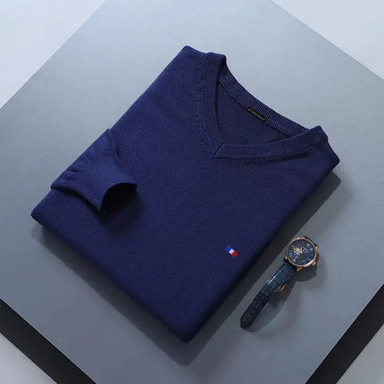 CN Guangdong Cashmere V Neck Men Sweater Cozy Long Sleeve by zapcart