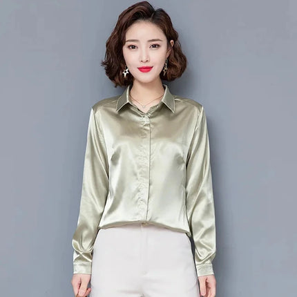 Satin Silk Work Shirt For Women Polished Office Look by zapcart