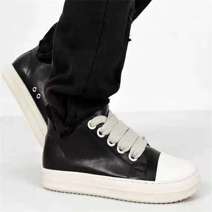 MStacchi Womens Platform Sneakers Black Leather Zipper by zapcart