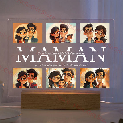 Custom Photo Text 3D Acrylic Lamp For Mom Dad Gift by zapcart