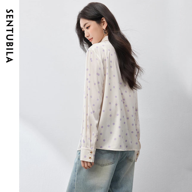 Sentubila Purple Polka Dots Womens Shirt Office Ready by zapcart