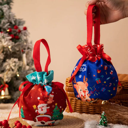 Festive Christmas Gift Bag Drawstring Pouch For Parties by zapcart