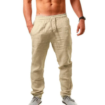 Longchengyixi Men Cotton Linen Pants Loose Fit Stretch by zapcart