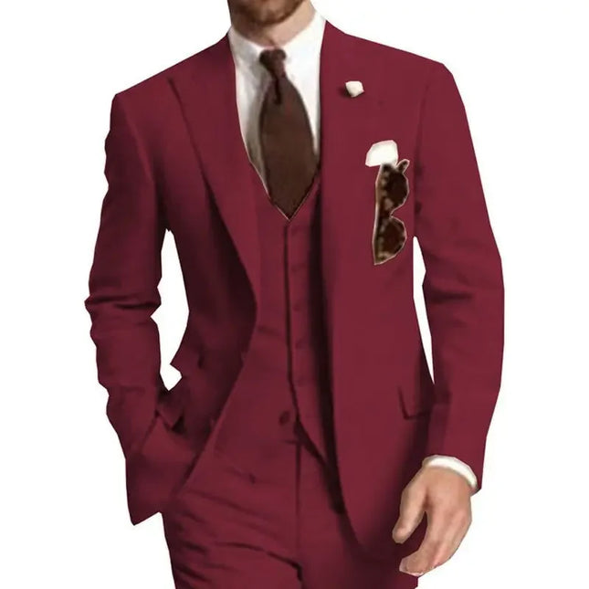 CN Zhejiang Mens 3 Piece Solid Wedding Suit Slim Fit Groom by zapcart