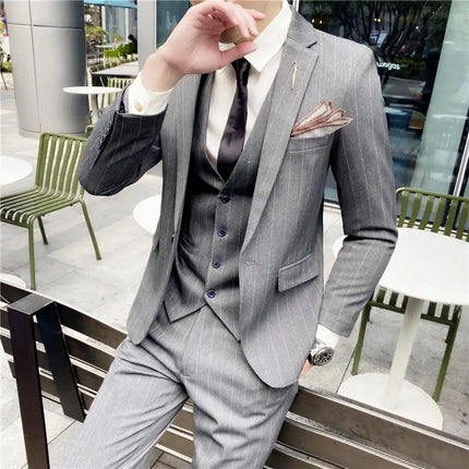 Mens Slim Fit Three Piece Suit CN Sichuan Wedding Ready by zapcart
