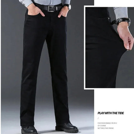 Tsingyi Men Jeans Vintage Black Straight Stretch Comfort by zapcart