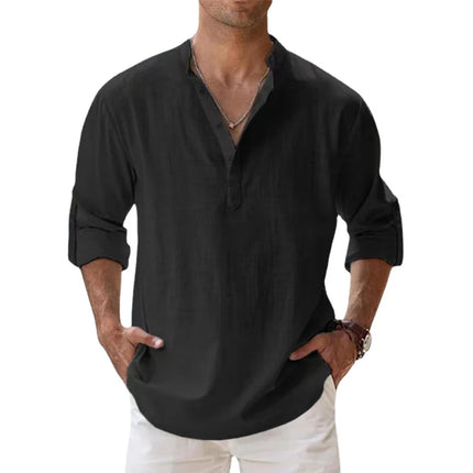 Animal Game Cotton Linen Shirts for Men Lightweight Henley by zapcart
