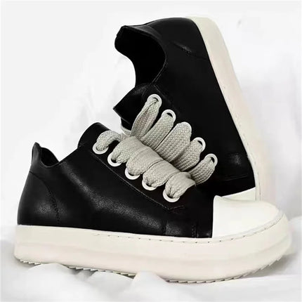MStacchi Womens Platform Sneakers Black Leather Zipper by zapcart