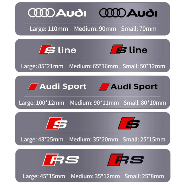 Audi High Temp Brake Caliper Sticker 6Pc Waterproof Decal