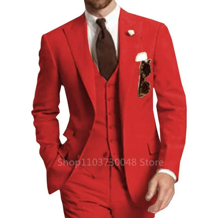 CN Zhejiang Mens 3 Piece Solid Wedding Suit Slim Fit Groom by zapcart