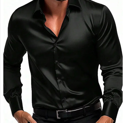 CN Jiangxi Men's Long Sleeve Shirt Silky Smooth Slim Fit by zapcart