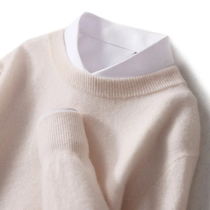 Ganleawort Men Wool Sweater Round Neck Warm Knit Pullover by zapcart