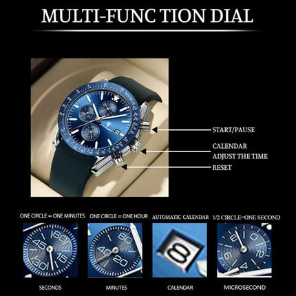 POEDAGAR Men Watch Waterproof Luminous Chronograph Leather