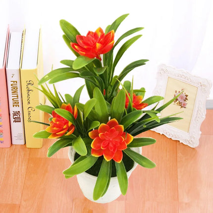 Artificial Flowers Pot Lifelike Low Maintenance Home Decor by zapcart